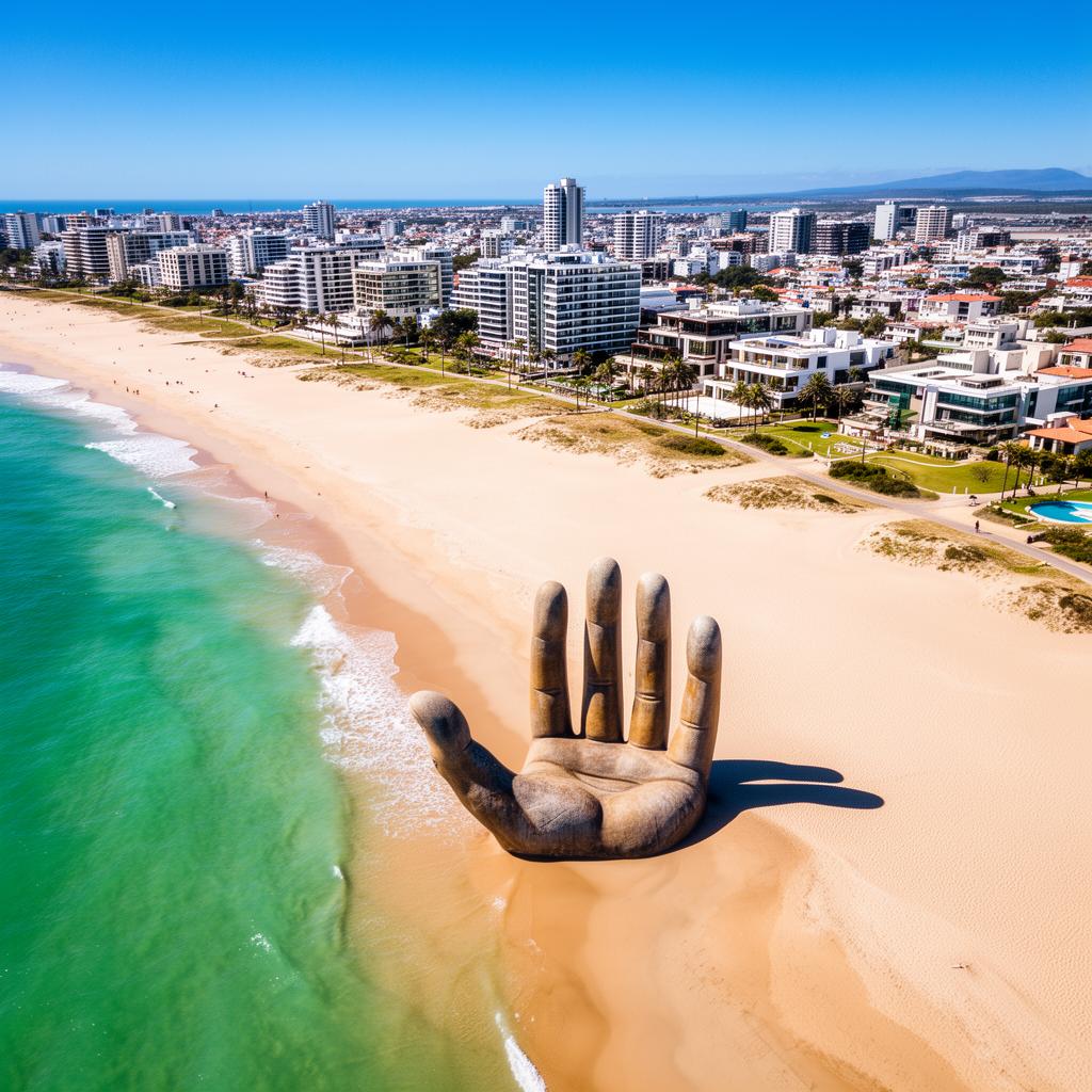 Punta del Este, Uruguai - Escultura Los Dedos na praia